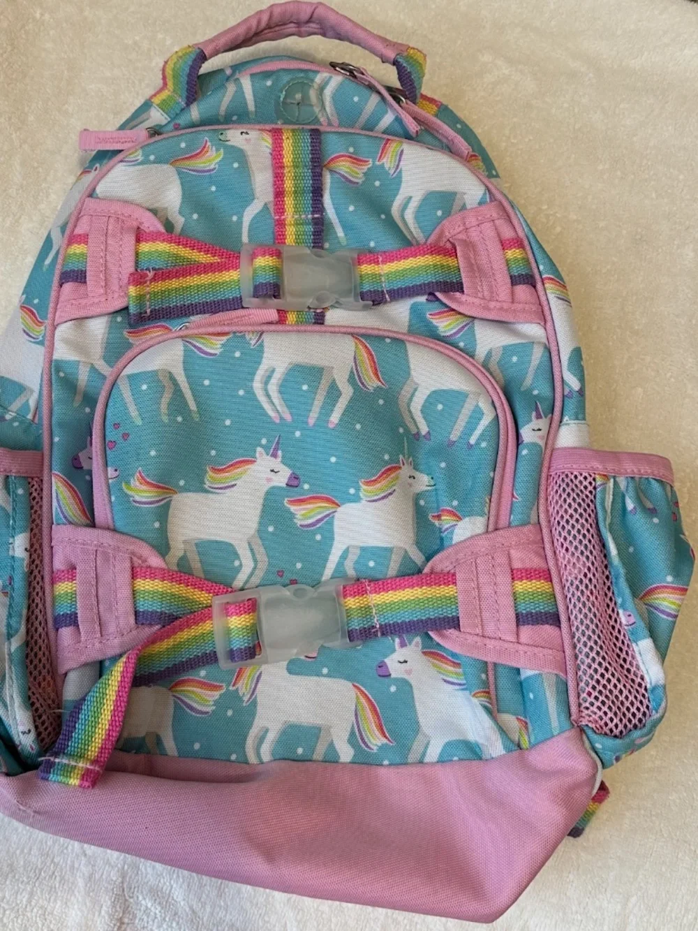Pottery Barn Kids Mackenzie Unicorn Backpack Rainbow Pink Aqua